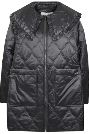 Ganni Winter Jackets, female, , Size: 2XS/XS Quilted Diamond Blue-Grey Puffer Jacket