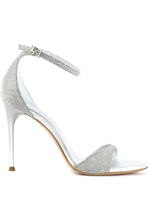 SERGIO LEVANTESI High Heel Sandals, female, , Size: 8 US Silver Rave Sandals with Rhinestones