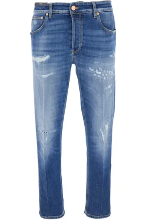 PT Torino Slim-fit Jeans, male, , Size: W33 Denim Jeans with Rips and Logo Patch