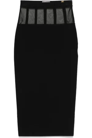 Elisabetta Franchi Midi Skirts, female, , Size: M Sheer Panel Midi Skirt