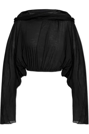 Rick Owens Blouses, female, , Size: ONE SIZE Top Cropped Hooded Tunic