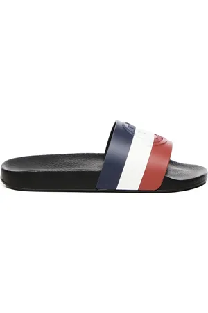 Moncler Sliders, male, , Size: 8 US Rubber Sandals with Tricolor Strap