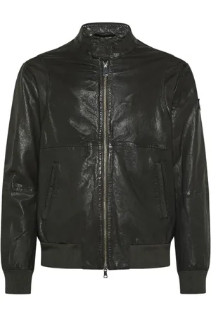 Peuterey Leather Jackets, male, , Size: M Grey Biker Leather Jacket