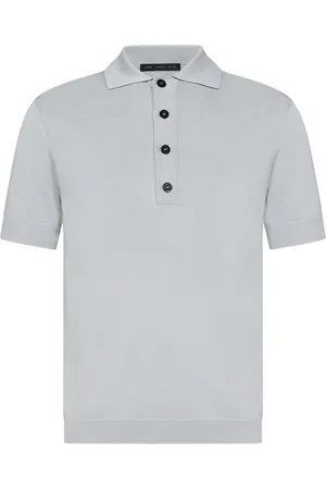 LOW BRAND Polo Shirts, male, , Size: L Grey Polo Shirt with Intarsia Detail