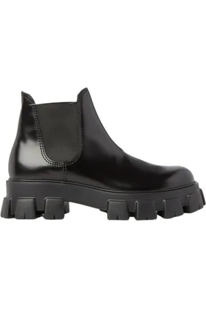 Prada Chelsea Boots, male, , Size: 9 1/2 US Brushed Leather Chelsea Boots