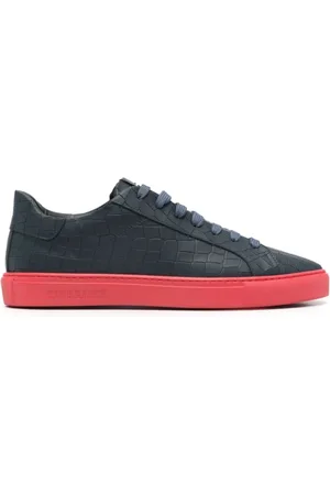 HIDE&JACK Sneakers, male, , Size: 9 US Navy Crocodile Effect Leather Sneakers