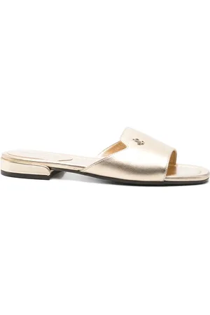 Jimmy Choo Sliders, female, , Size: 10 US Gold-tone Block Heel Shoes
