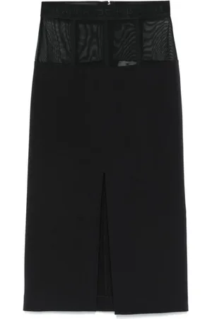 Elisabetta Franchi Midi Skirts, female, , Size: S Front Slit Skirt with Sheer Panels