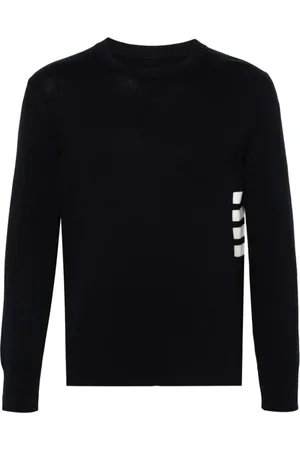 Thom Browne Round-neck Knitwear, male, , Size: M Navy Cotton Sweater
