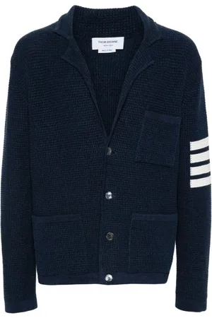 Thom Browne Cardigans, male, , Size: L Navy Knitted Cardigan