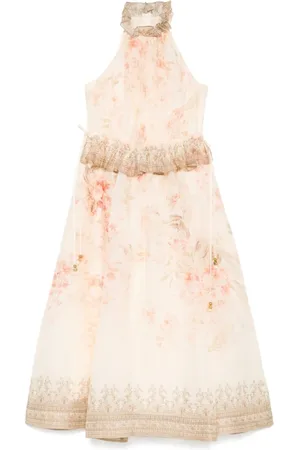 ZIMMERMANN Midi Dresses, female, , Size: XS Frilled Collar Pink Dress