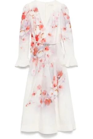 ZIMMERMANN Midi Dresses, female, , Size: M White Dress with Rear Zip Pockets