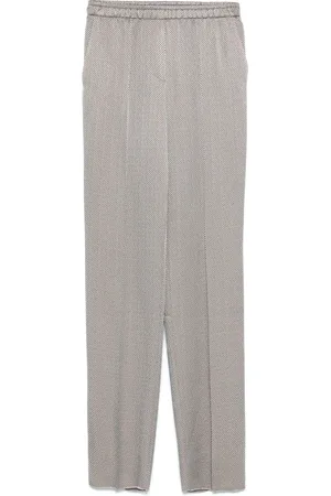 Giorgio Armani Straight Trousers, female, , Size: XS Elasticated Waistband Timberwolf Grey Pants