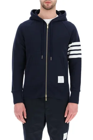 Thom Browne Zip-throughs, male, , Size: M Classic Loopback 4-Bar Full Zip Hoodie