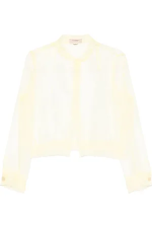 Twin-Set Blouses, female, , Size: S Yellow Round Neck Buttoned Cuffs Coat