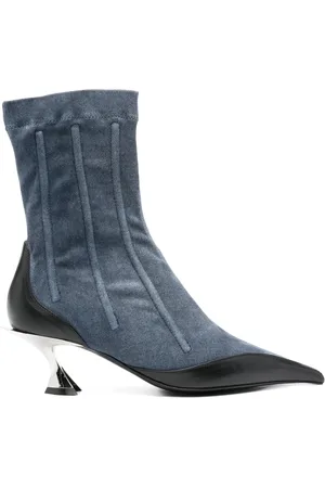 MUGLER Heeled Boots, female, , Size: 9 US Indigo Leather Heel Shoes