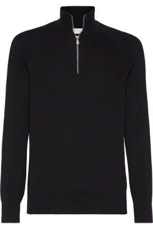 Brunello Cucinelli Turtlenecks, male, , Size: 4XL Zip High Neck Sweater