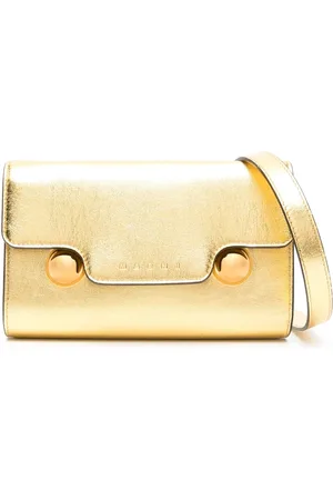 Marni Cross Body Bags, female, , Size: ONE SIZE Gold-tone Foldover Shoulder Bag