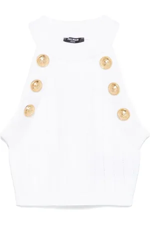 Balmain Sleeveless Tops, female, , Size: S Halterneck Sleeveless Cropped Top