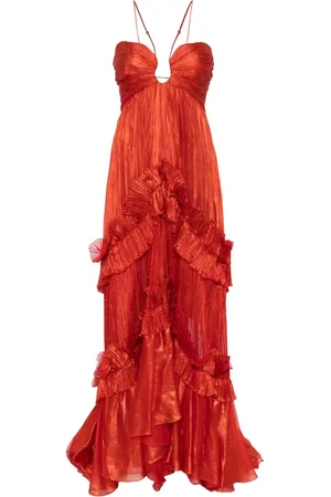 MARIA LUCIA HOHAN Gowns, female, , Size: S Pleated Burnt Dress