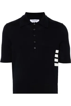 Thom Browne Polo Shirts, male, , Size: L Navy Polo Collar Sweater