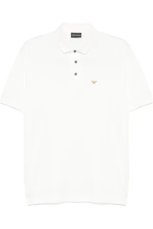 Emporio Armani Polo Shirts, male, , Size: S Button-Up Sweater with Short Sleeves