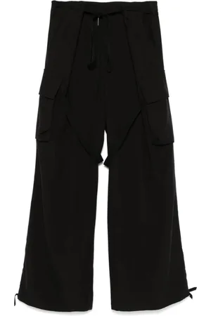 ANN DEMEULEMEESTER Wide Trousers, male, , Size: M Cargo Style Belted Pants