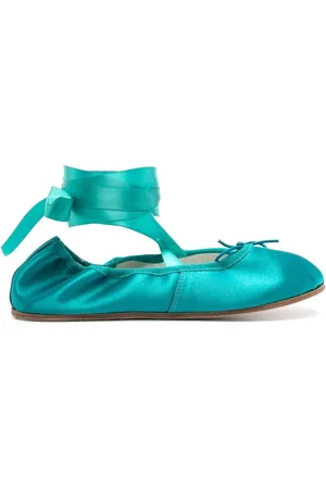 Repetto Ballerinas, female, , Size: 7 US Teal Tie-Fastening Flat Shoes