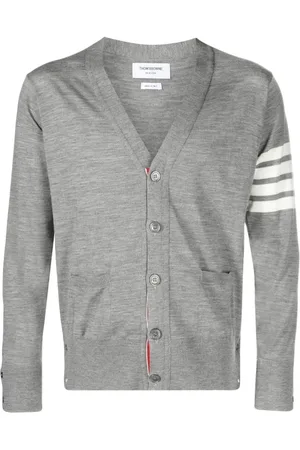 Thom Browne Cardigans, male, , Size: 2XL Sweaters Grey