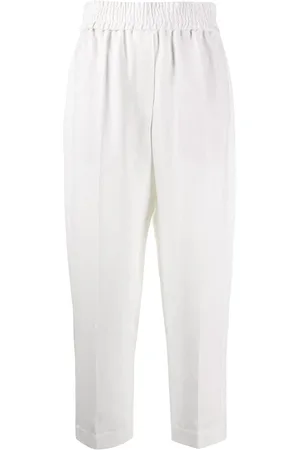 Brunello Cucinelli Cropped Trousers, female, , Size: S Elasticated Waistband Tapered Leg Pants