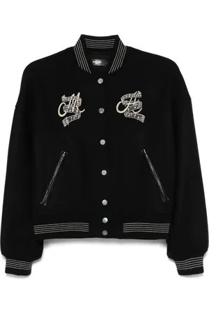AMIRI Bomber Jackets, female, , Size: S Ribbed Outerwear with Logo Embroidery