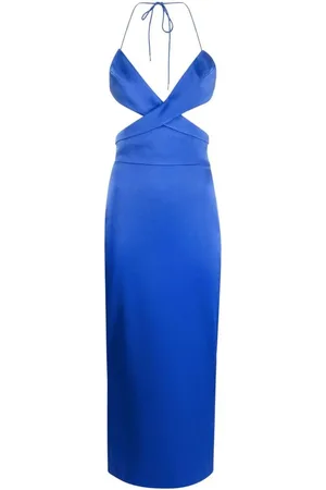 ALEX PERRY Midi Dresses, female, , Size: XS Cobalt Satin Cut-Out Midi Dress