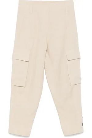 Brunello Cucinelli Cropped Trousers, female, , Size: S Cargo Pants with Button Fastening