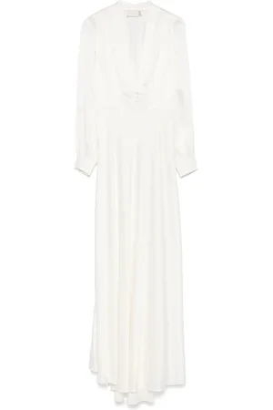 RIXO London Maxi Dresses, female, , Size: M V-Neck Dress with Buttoned Cuffs