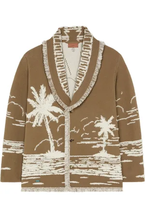 Alanui Cardigans, male, , Size: L Khaki Shawl Lapel Sweater