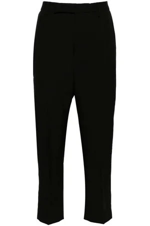 Rick Owens Straight Trousers, female, , Size: M Wool Textured Tapered Leg Pants