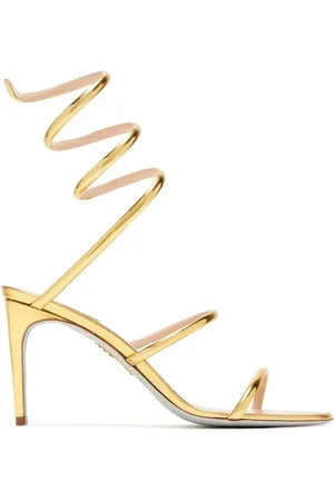 RENE CAOVILLA High Heel Sandals, female, , Size: 6 US Gold-tone Ankle Strap Stiletto Heels