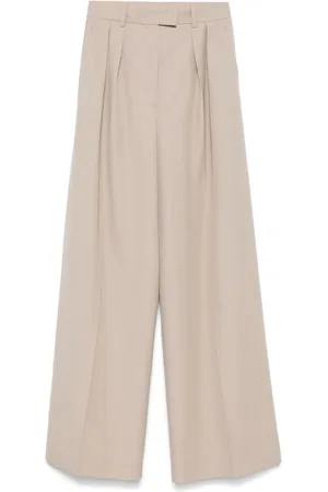 ANINE BING Wide Trousers, female, , Size: XS Taupe Front Button Pants