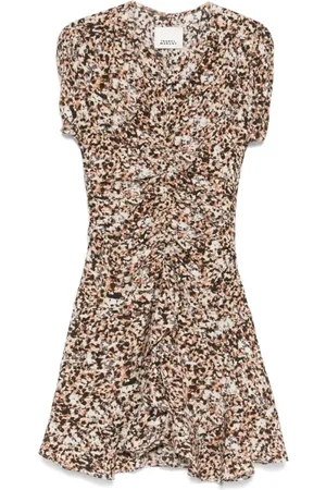 Isabel Marant Short Dresses, female, , Size: S Ecru Ruched Abstract Pattern Dress