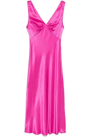 RIXO London Midi Dresses, female, , Size: L Fuchsia V-Neck Dress