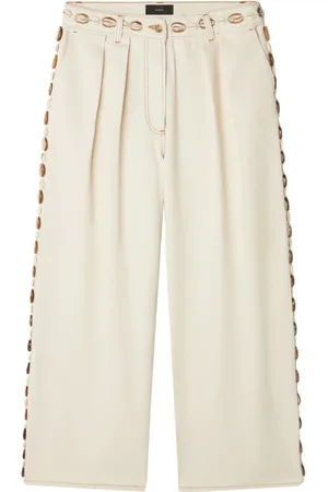 Alanui Wide Trousers, female, , Size: W26 White Button Front Jeans with Pockets