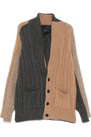 Federico Cina Cardigans, male, , Size: M Color-Block Wool Blend Shawl Sweater