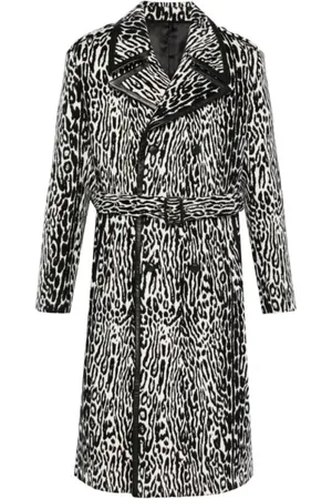 Ernest W. Baker Belted Coats, male, , Size: M Leopard Print Wool Coat