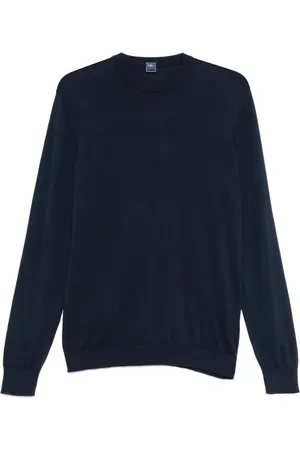 FEDELI Round-neck Knitwear, male, , Size: 3XL Crew Neck Sweater Long Sleeves