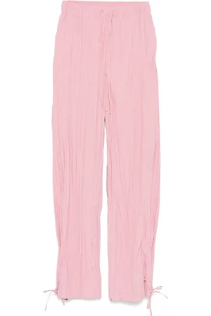 STINE GOYA Straight Trousers, female, , Size: M Blush Elasticated Waistband Plissé Pants