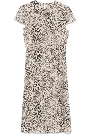 Alessandra Rich Midi Dresses, female, , Size: XS Beige Button-Up Dress with Shoulder Pads