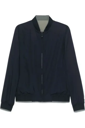 CANALI Bomber Jackets, male, , Size: L Navy Zip-Up Baseball Jacket