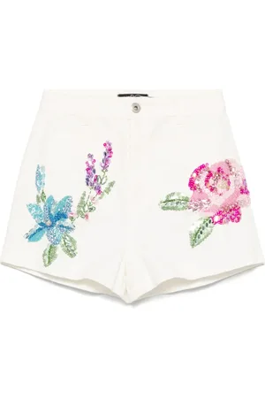 PATBO Denim Shorts, female, , Size: 2XS Sequin Detailing Shorts