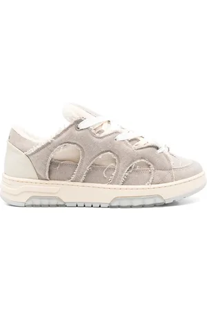 PAURA Sneakers, male, , Size: 10 US Taupe Lace-Up Sneaker with Logo Patch