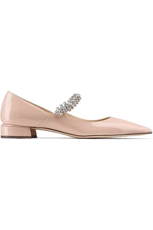 Jimmy Choo Ballerinas, female, , Size: 9 US Blush Crystal Embellished Leather Shoes